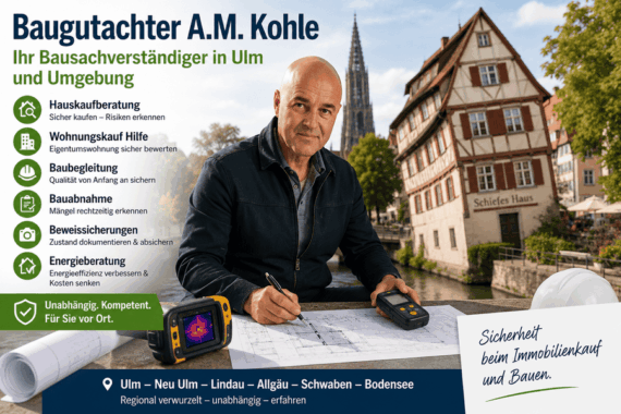 Baugutachter Ulm Schwaben Neu Ulm Hauskaufberatung, Baubegleitung, Bauabnahme, Beweissicherungen, Checkliste Wohnungskauf, Schimmelgutachten Energieberatung